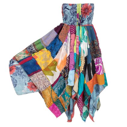 Dvojitá šatosukně z upcyklované viskozy patchwork