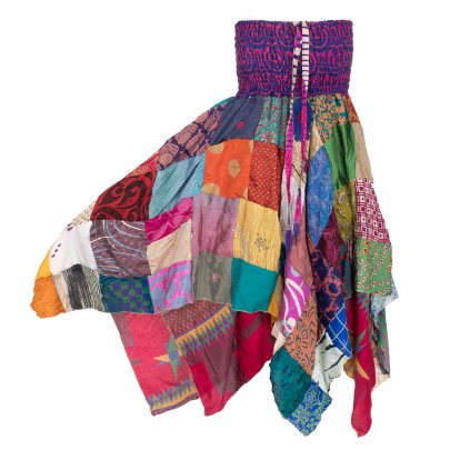 Dvojitá šatosukně z upcyklované viskozy patchwork