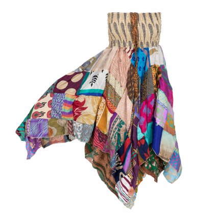 Dvojitá šatosukně z upcyklované viskozy patchwork