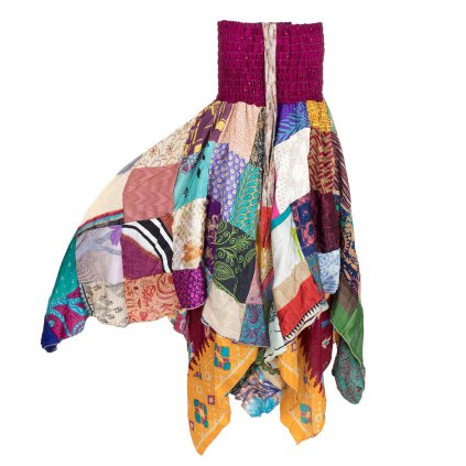 Dvojitá šatosukně z upcyklované viskozy patchwork