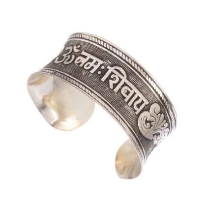 Indický kovový náramek Mantra Panchakshari (30 mm)