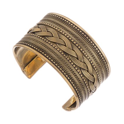Široký kovový náramek z Indie Ornament (40 mm)