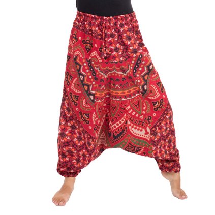 Harémové kalhoty z bavlny Mandala červené
