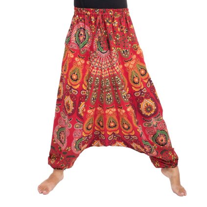 Harémové kalhoty z bavlny Mandala červené