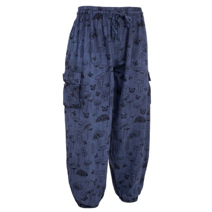 Bavlněné kalhoty stonewash Houbičky balun modré
