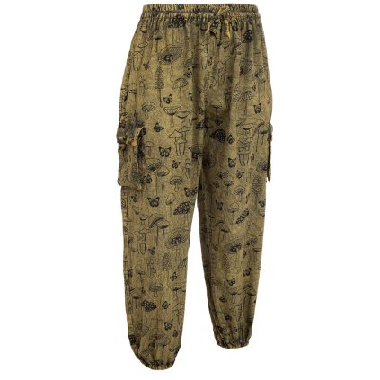 Bavlněné kalhoty stonewash Houbičky balun zelené