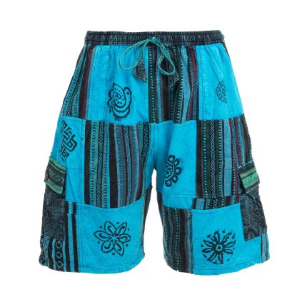Kraťasy patchwork stonewash tisk modré