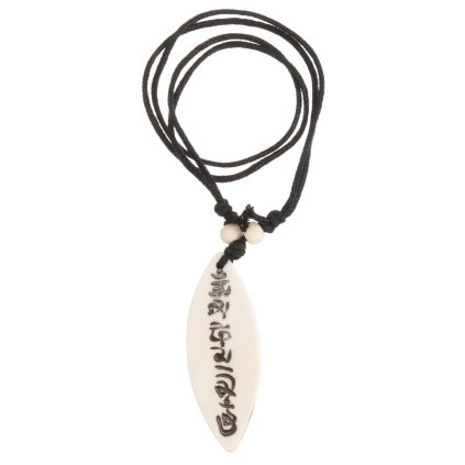 Mantra přívěšek z kosti na stahovací bavlnce bílý