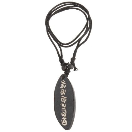 Mantra přívěšek z kosti na stahovací bavlnce černý