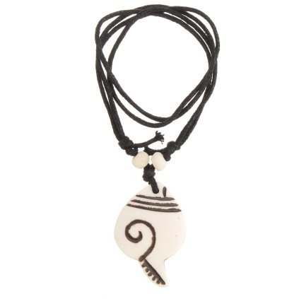 Mušle Shanka přívěšek z kosti na stahovací bavlnce bílý