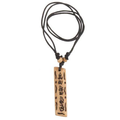 Mantra přívěšek z kosti na stahovací bavlnce hnědý