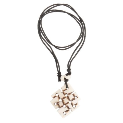 Nekonečný uzel přívěšek z kosti na stahovací bavlnce bílý