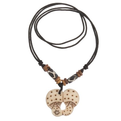 Houbičky přívěšek z kosti na stahovací bavlnce bílý