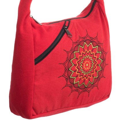 Nepálská taška z pevné bavlny Mandala 25 x 25 cm červená