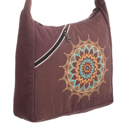 Nepálská taška z pevné bavlny Mandala 25 x 25 cm hnědá