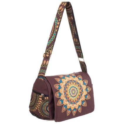 Nepálská taška z pevné bavlny Mandaly 30 x 25 cm hnědá