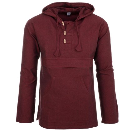 Pulover z pevné a odolné bavlny vínový