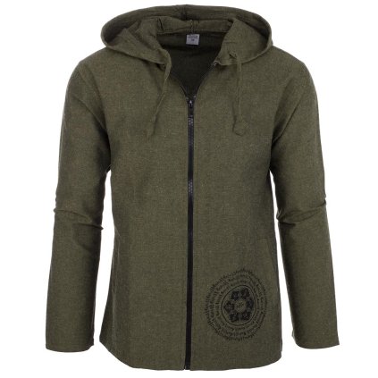 Propínací bunda z pevné a odolné bavlny Óm mandala zelená