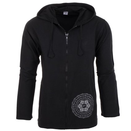 Propínací bunda z pevné a odolné bavlny Óm mandala černá