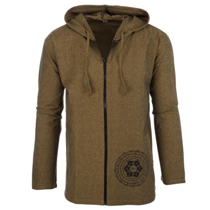 Propínací bunda z pevné a odolné bavlny Óm mandala žlutozelená