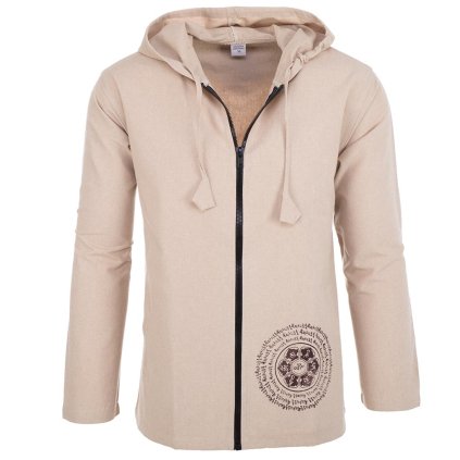 Propínací bunda z pevné a odolné bavlny Óm mandala přírodní světlá