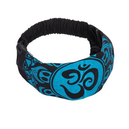 Látková čelenka do vlasů z bavlny Óm černá