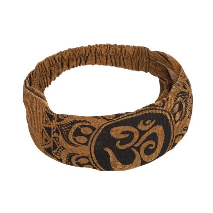 Látková čelenka do vlasů z bavlny Óm hnědá