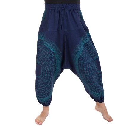 Harémové kalhoty z pevné bavlny Mantra modré