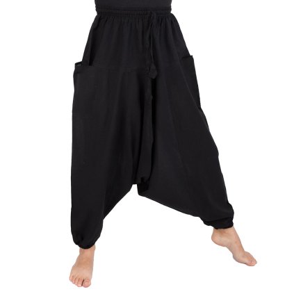 Harémové kalhoty z lehké bavlny černé