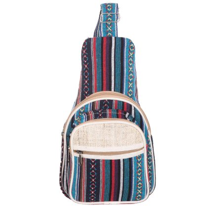 Ledvinková taška ze tkané bavlny modrá