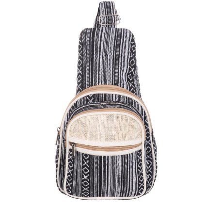 Ledvinková taška ze tkané bavlny černobílá