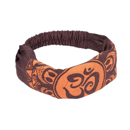 Látková čelenka do vlasů z bavlny Óm tmavě hnědá