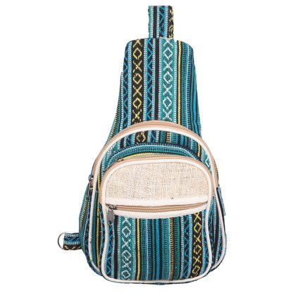 Ledvinková taška ze tkané bavlny modrá