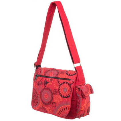 Nepálská taška z pevné bavlny Design 20 x 25 cm červená