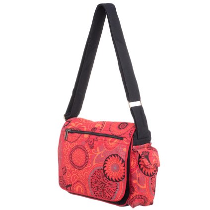 Nepálská taška z pevné bavlny Design 20 x 25 cm černočervená
