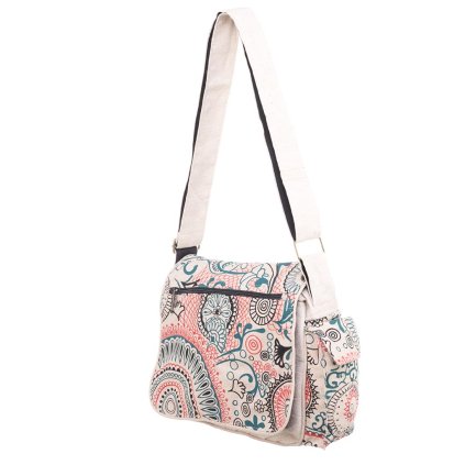 Nepálská taška z pevné bavlny Design 20 x 25 cm světlá