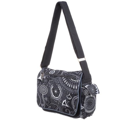 Nepálská taška z pevné bavlny Design 20 x 25 cm černobílá