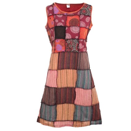 Patchworkové šaty ze strečové bavlny stonewash