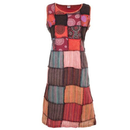 Patchworkové šaty ze strečové bavlny stonewash