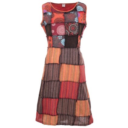 Patchworkové šaty ze strečové bavlny stonewash