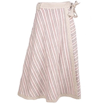 Dlouhá zavinovací sukně z bavlny pruhovaná světlá