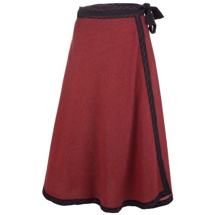 Dlouhá zavinovací sukně z bavlny jednobarevná červená