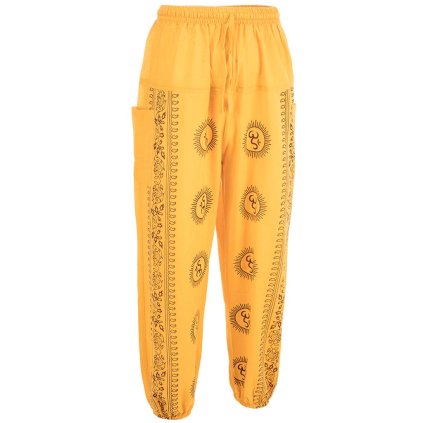 Yoga bavlněné kalhoty balun Óm žluté