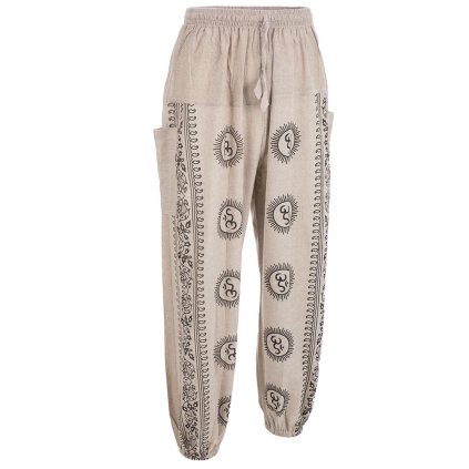 Yoga bavlněné kalhoty balun Óm přírodní světlé