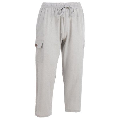 Klasické kalhoty z bavlny 5 kapes jednobarevné světle šedé