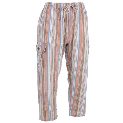 Klasické kalhoty z bavlny 5 kapes pruhované barevné