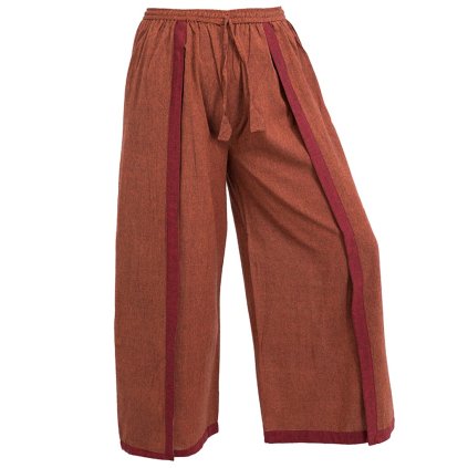 Polozavinovací kalhoty z bavlny hnědé