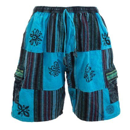 Kraťasy patchwork stonewash tisk modré