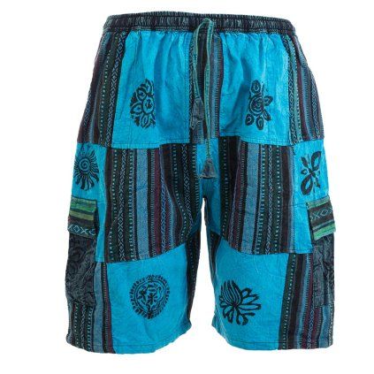 Kraťasy patchwork stonewash tisk modré