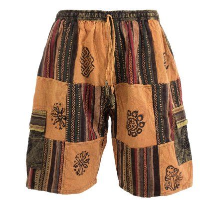 Kraťasy patchwork stonewash tisk žluté